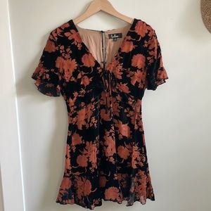 Lulu's Size Small Black and Orange Floral dress